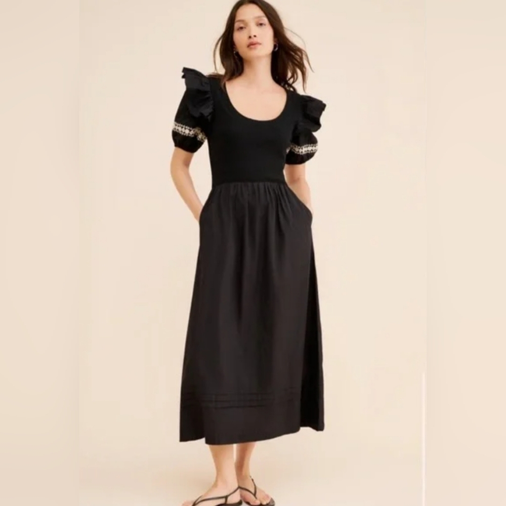 Cleobella Black Maxi Dress with Puff Sleeves